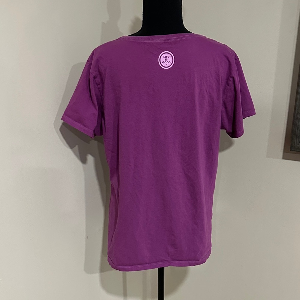 *LIFE IS GOOD* Magenta V-Neck Crusher Tee T-Shirt Size Large - Picture 5 of 7